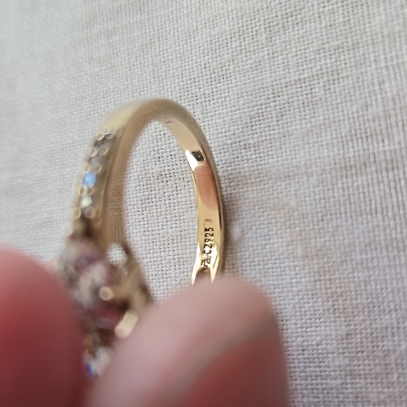 Cushion, Trillion & Round Cut Brilliant CZ 14k Yellow Gold Plated Ring Set SZ 7 - Picture 7 of 11